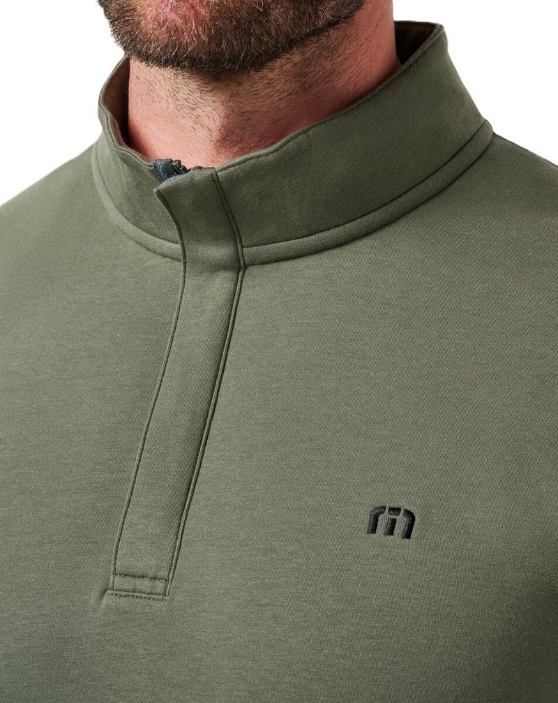 Travis Mathew Cloud Quarter Zip 2.0 pull homme, dark olive
