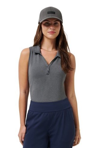 Travis Mathew Featherweight Active 2.0 Sleeveless polo femme, heather black