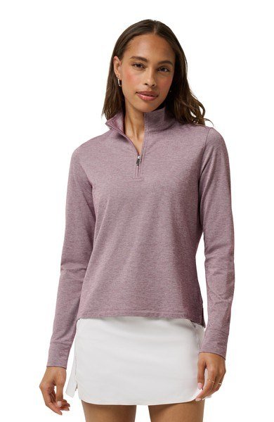 Travis Mathew Featherweightt Active Zip Long Sleeve polo femme, heather damson