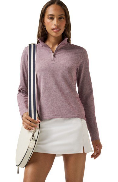 Travis Mathew Featherweightt Active Zip Long Sleeve polo femme, heather damson