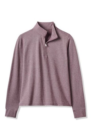 Travis Mathew Featherweightt Active Zip Long Sleeve polo femme, heather damson