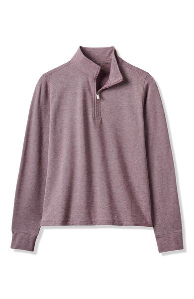 Travis Mathew Featherweightt Active Zip Long Sleeve polo femme, heather damson