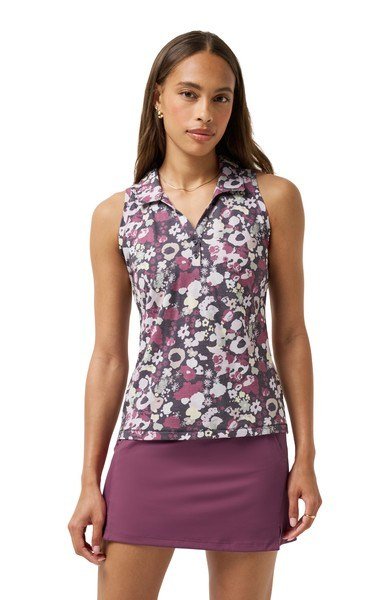 Travis Mathew Featherweight Printed Sleeveless polo femme, graystone floral multi