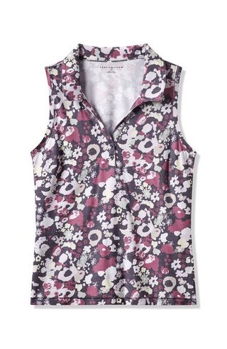 Travis Mathew Featherweight Printed Sleeveless polo femme, graystone floral multi