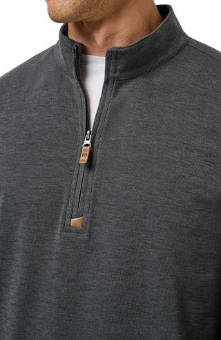 Travis Mathew Cloud pull homme 1/4 zip, heather black