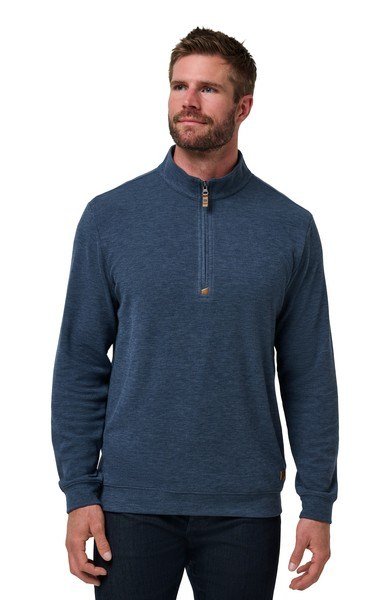 Travis Mathew Cloud pull homme 1/4 zip, heather navy