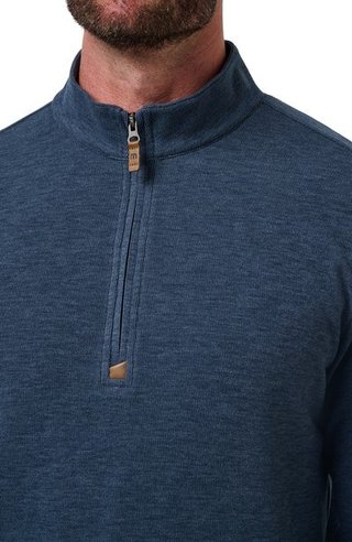 Travis Mathew Cloud pull homme 1/4 zip, heather navy