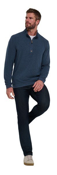 Travis Mathew Cloud pull homme 1/4 zip, heather navy