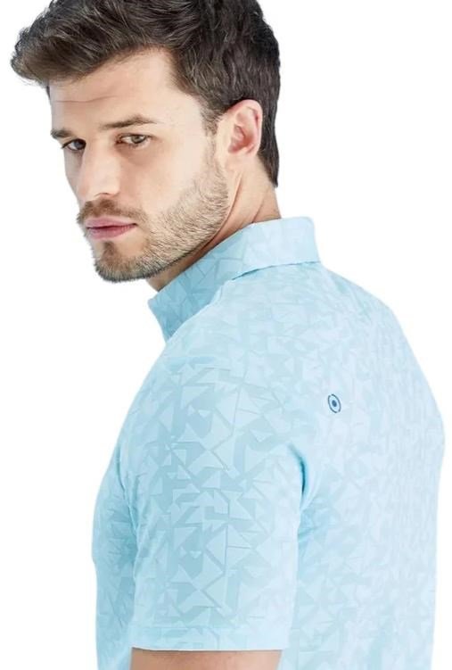 PING Geo Camo polo homme, crystal blue
