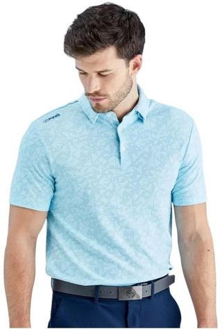 PING Geo Camo polo homme, crystal blue