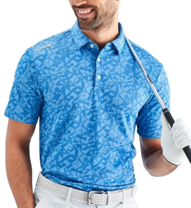 PING Geo Camo polo homme, tidal blue
