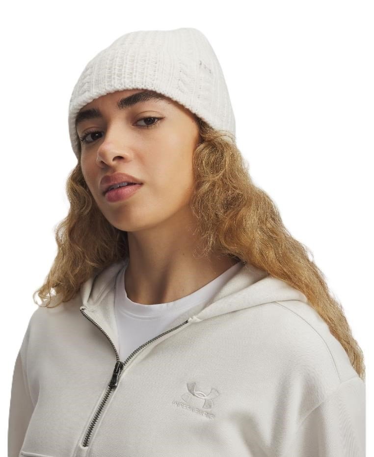 Under Armour Halftime Cable Knit bonnet femme, stone/khaki base