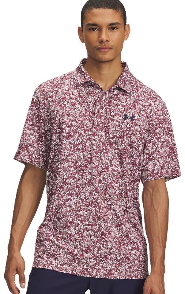 Under Armour Playoff 3.0 Printed polo homme, tourmaline pink/dark maroon/midnight navy