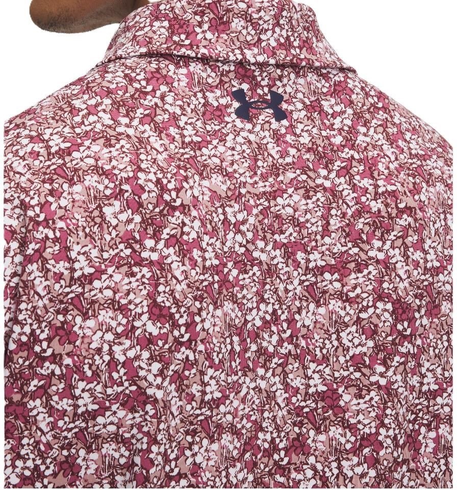 Under Armour Playoff 3.0 Printed polo homme, tourmaline pink/dark maroon/midnight navy