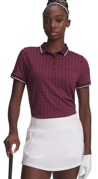 Under Armour Playoff Jacquard polo femme, dark maroon/fuchsia dusk/white