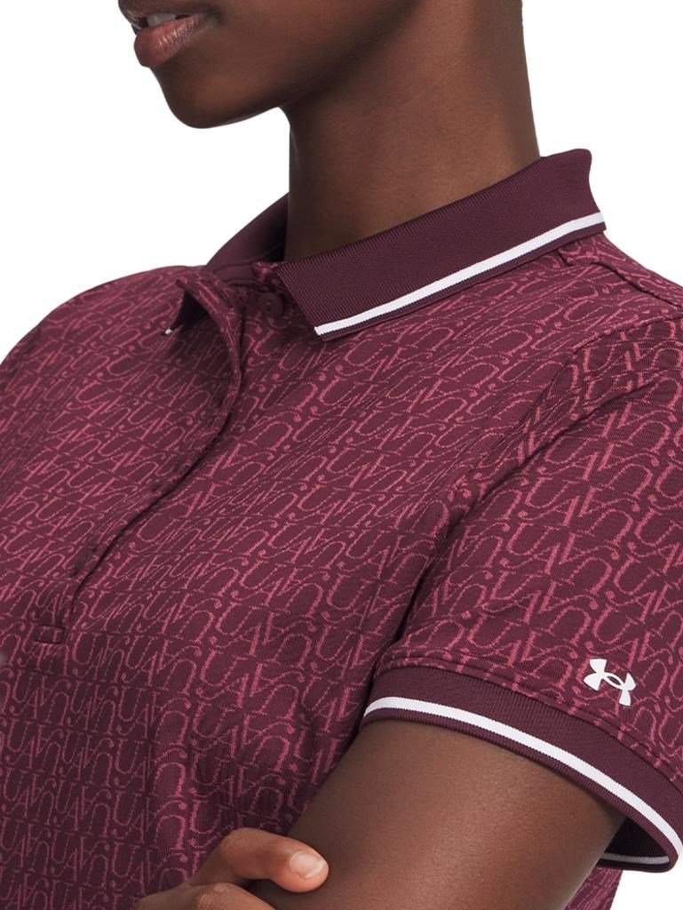 Under Armour Playoff Jacquard polo femme, dark maroon/fuchsia dusk/white