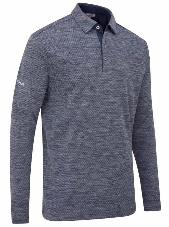 PING Creek polo manches longues homme, navy melange