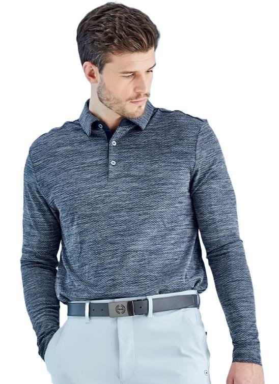 PING Creek polo manches longues homme, navy melange