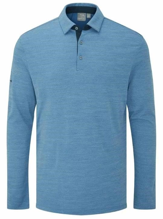 PING Creek polo manches longues homme, tidal blue melange