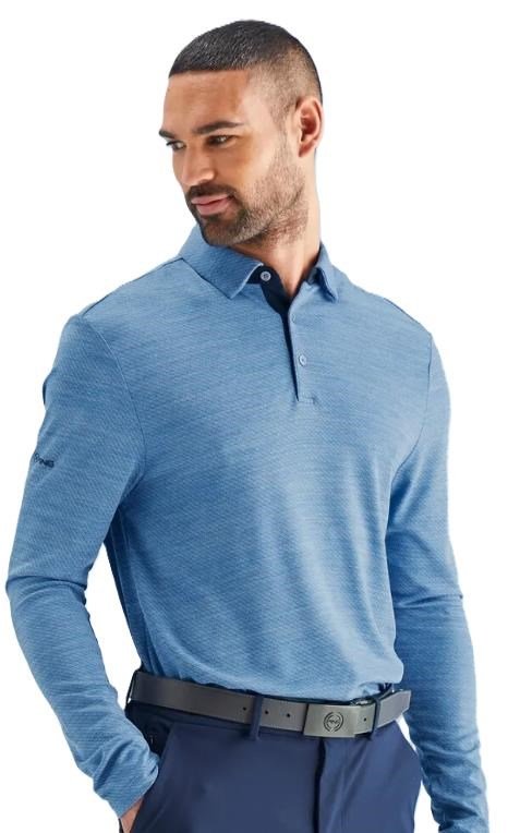 PING Creek polo manches longues homme, tidal blue melange