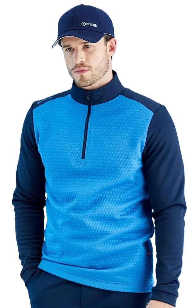 PING Nolan Quarter Zip Fleece sweat homme, tidal blue/navy