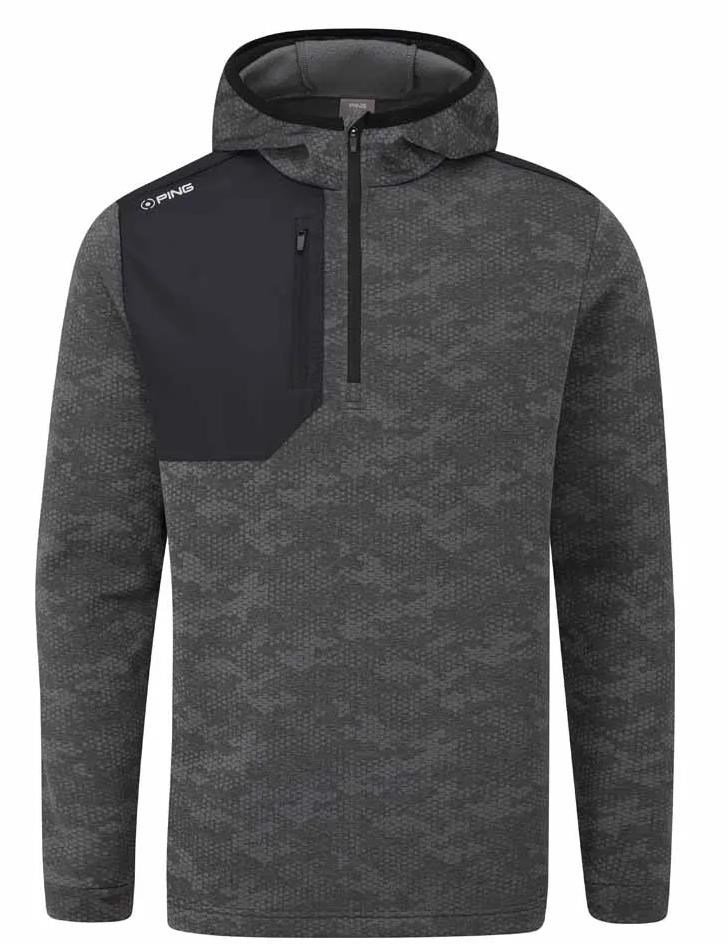 PING Nexa Hooded half zip fleece sweat homme, noir