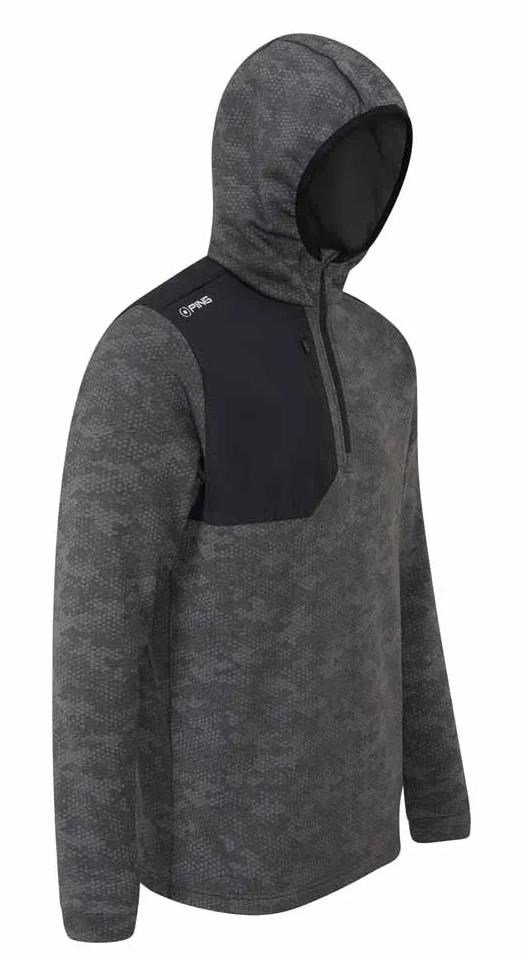 PING Nexa Hooded half zip fleece sweat homme, noir