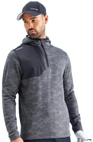PING Nexa Hooded half zip fleece sweat homme, noir