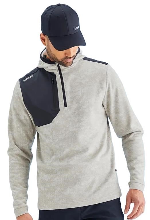 PING Nexa Hooded half zip fleece sweat-shirt homme, willow/black