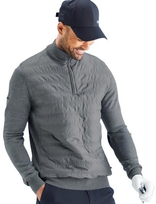PING Connell Hybrid quarter-zip pull homme, french grey marl