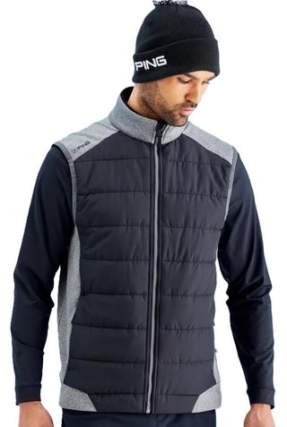 PING Aiden Hybrid Fleece gilet homme, asphalt marl/noir