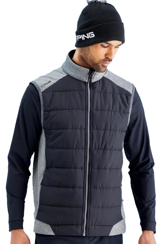 PING Aiden Hybrid Fleece gilet homme, asphalt marl/noir