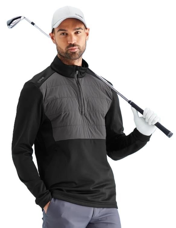 PING Astbury fleece veste homme, noir/asphalte