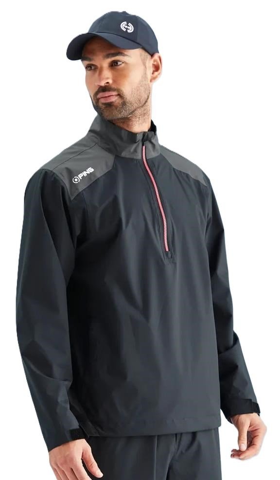 PING AquaDrive veste imperméable homme demi-zip, noir/asphalte