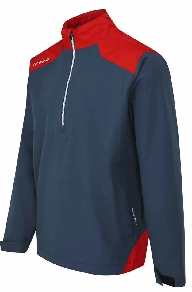 PING AquaDrive Half-Zip veste imperméable homme, oxford blue/classic red