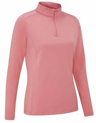PING Aveline Half Zip chemise femme à manches longues, rose sourd