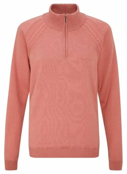 PING Melodie Half-zip lined pull femme zippé doublé, rose sourd