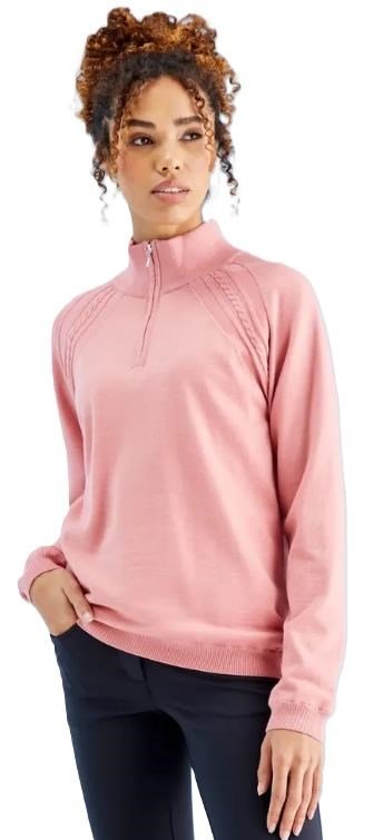 PING Melodie Half-zip lined pull femme zippé doublé, rose sourd