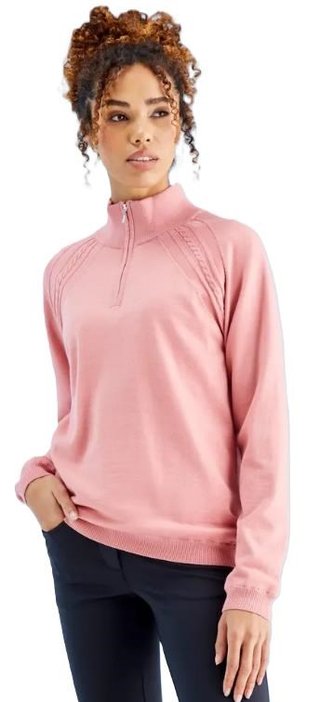 PING Melodie Half-zip lined pull femme zippé doublé, rose sourd