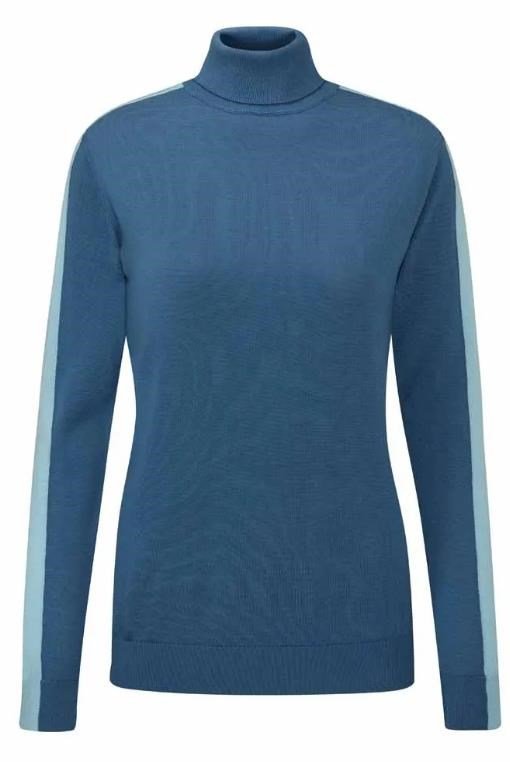 PING Lockett Roll neck pull femme, blue fusion/crystal blue