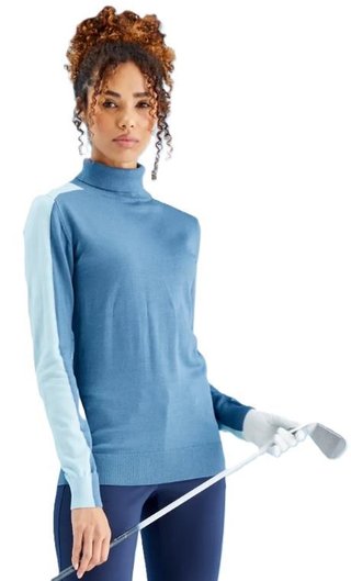 PING Lockett Roll neck pull femme, blue fusion/crystal blue