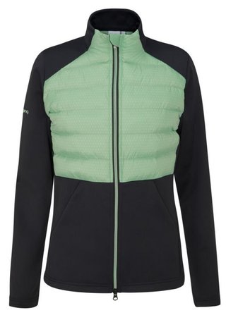 PING Clare Zoned Fleece veste femme, black/eucalyptus multi
