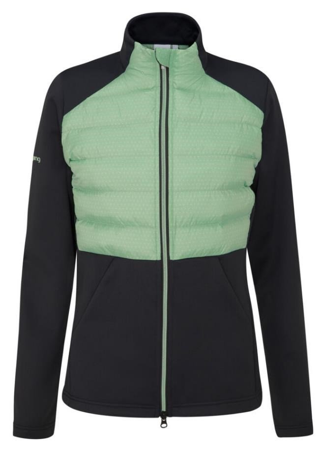 PING Clare Zoned Fleece veste femme, black/eucalyptus multi