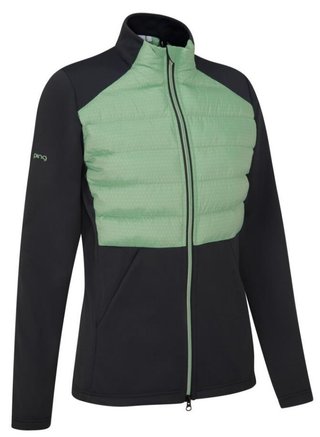PING Clare Zoned Fleece veste femme, black/eucalyptus multi