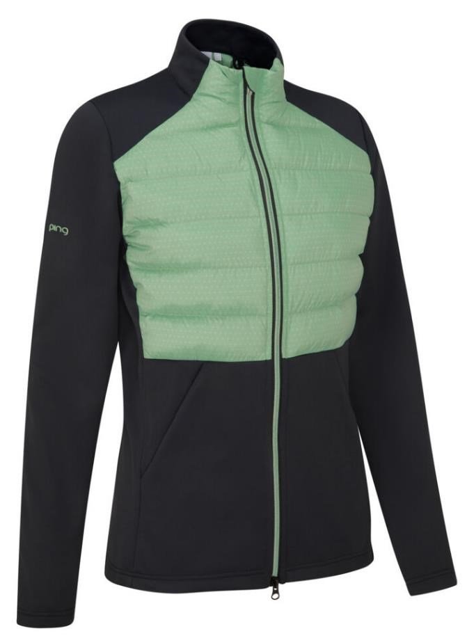 PING Clare Zoned Fleece veste femme, black/eucalyptus multi