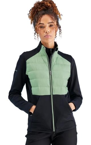 PING Clare Zoned Fleece veste femme, black/eucalyptus multi