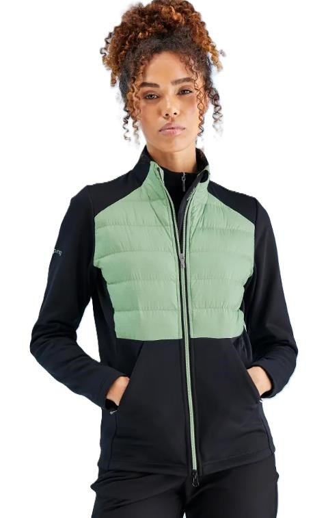 PING Clare Zoned Fleece veste femme, black/eucalyptus multi