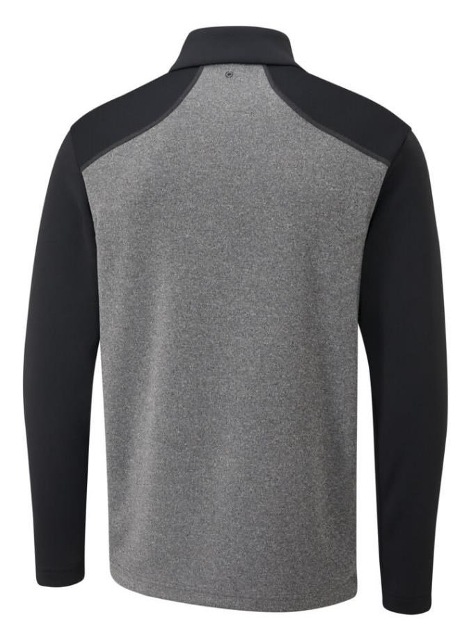 PING Ramsey half zip ribbed fleece pullover homme, noir chiné/noir