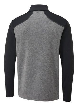 PING Ramsey half zip ribbed fleece pullover homme, noir chiné/noir