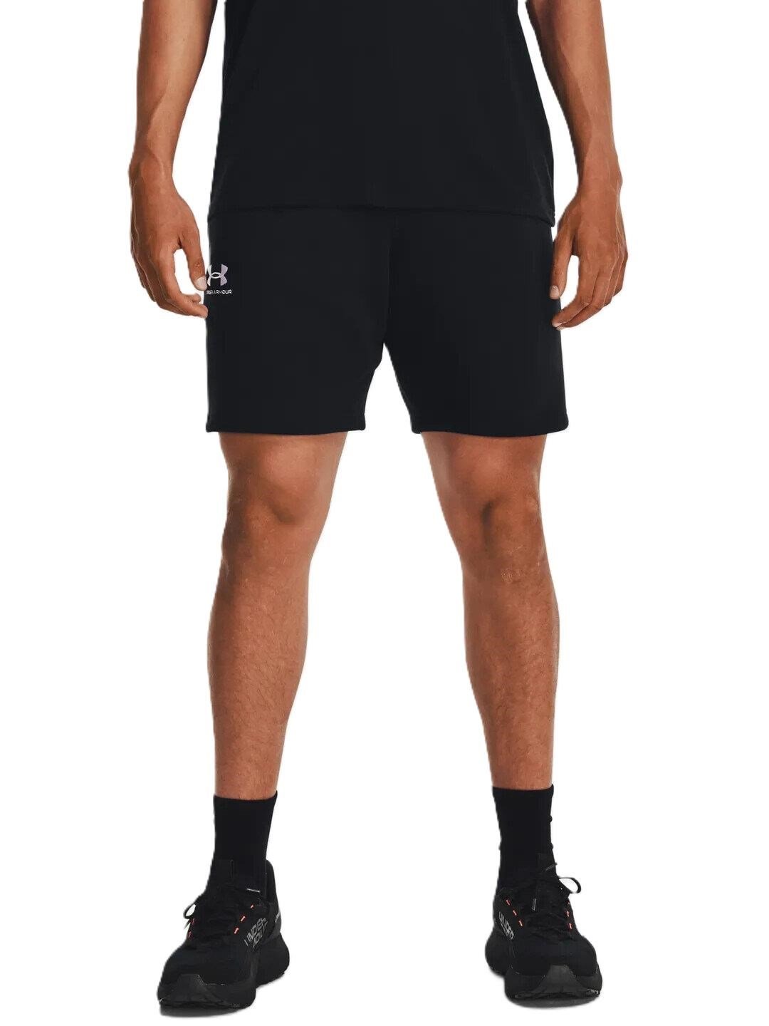 Under Armour Essential Fleece short homme, noir/blanc
